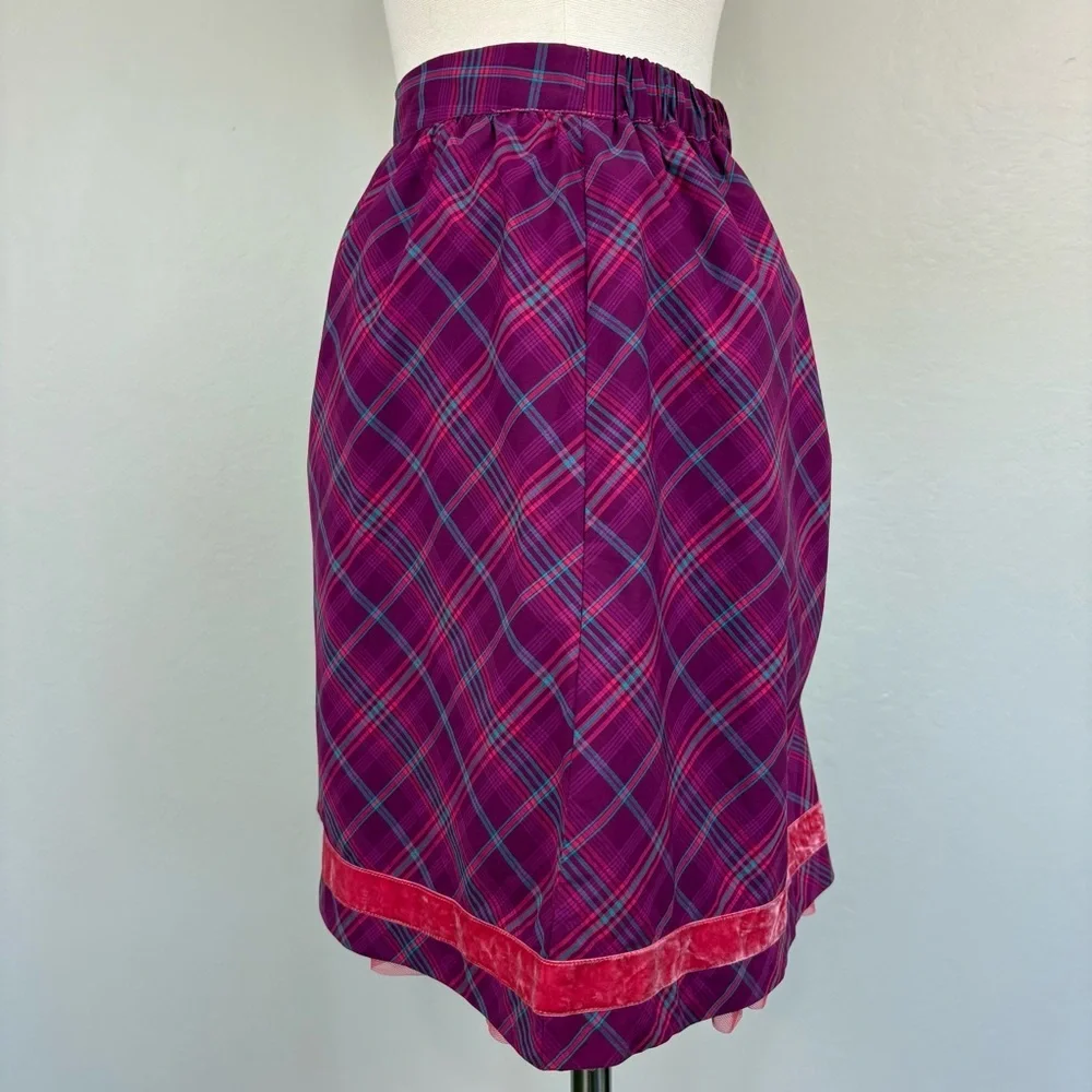 Matilda Jane Tinsley Skirt‎ Sz M Purple Plaid Cotton Tulle Girlhood Coquette